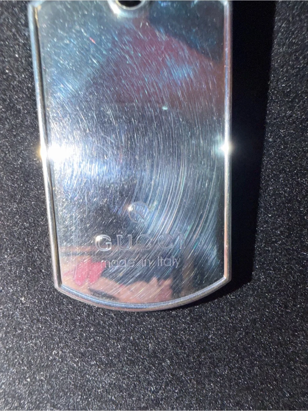 Gucci Silver-Tone Dog Tag Pendant Necklace